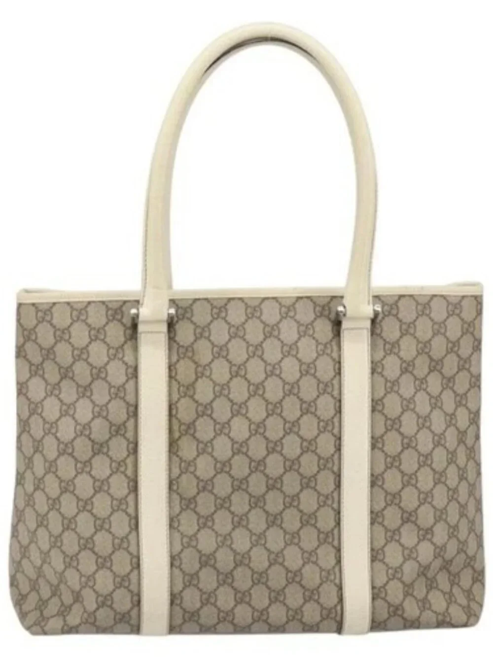 Gucci Beige Monogram Canvas Tote with Cream Leather Trim